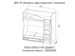 ДМ-16 Кровать двухъярусная с ящиком в Каслях - kasli.magazin-mebel74.ru | фото