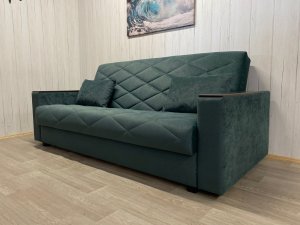 Диван Престиж-15 НПБ+МДФ, велюр Sensey bottle green в Каслях - kasli.magazin-mebel74.ru | фото