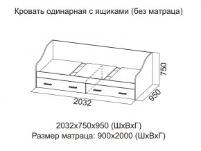 Кровать одинарная с ящиками (Без матраца 0,9*2,0) в Каслях - kasli.magazin-mebel74.ru | фото